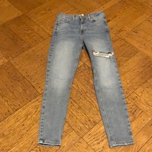 Womens TopShop High Waisted Skinny Ripped Jeans